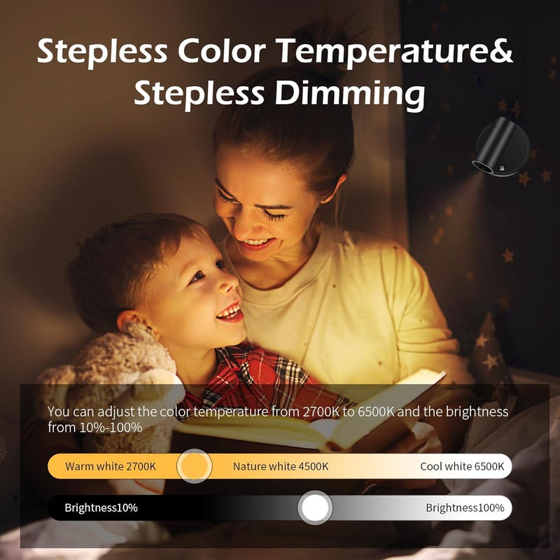 Laserty Battery Operated Spot Lights Indoor: 20-120Hrs Battery Life Wireless Spotlight with Stepless Color Temperature & Stepless Dimming & Timer, LED Accent Lighting with Remote for Plant Picture Wall Floor - Image 4